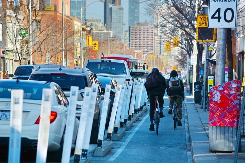 Toronto’s cycle lanes along busy streets are used extensively (image: Bobhilscher/Dreamstime.com)