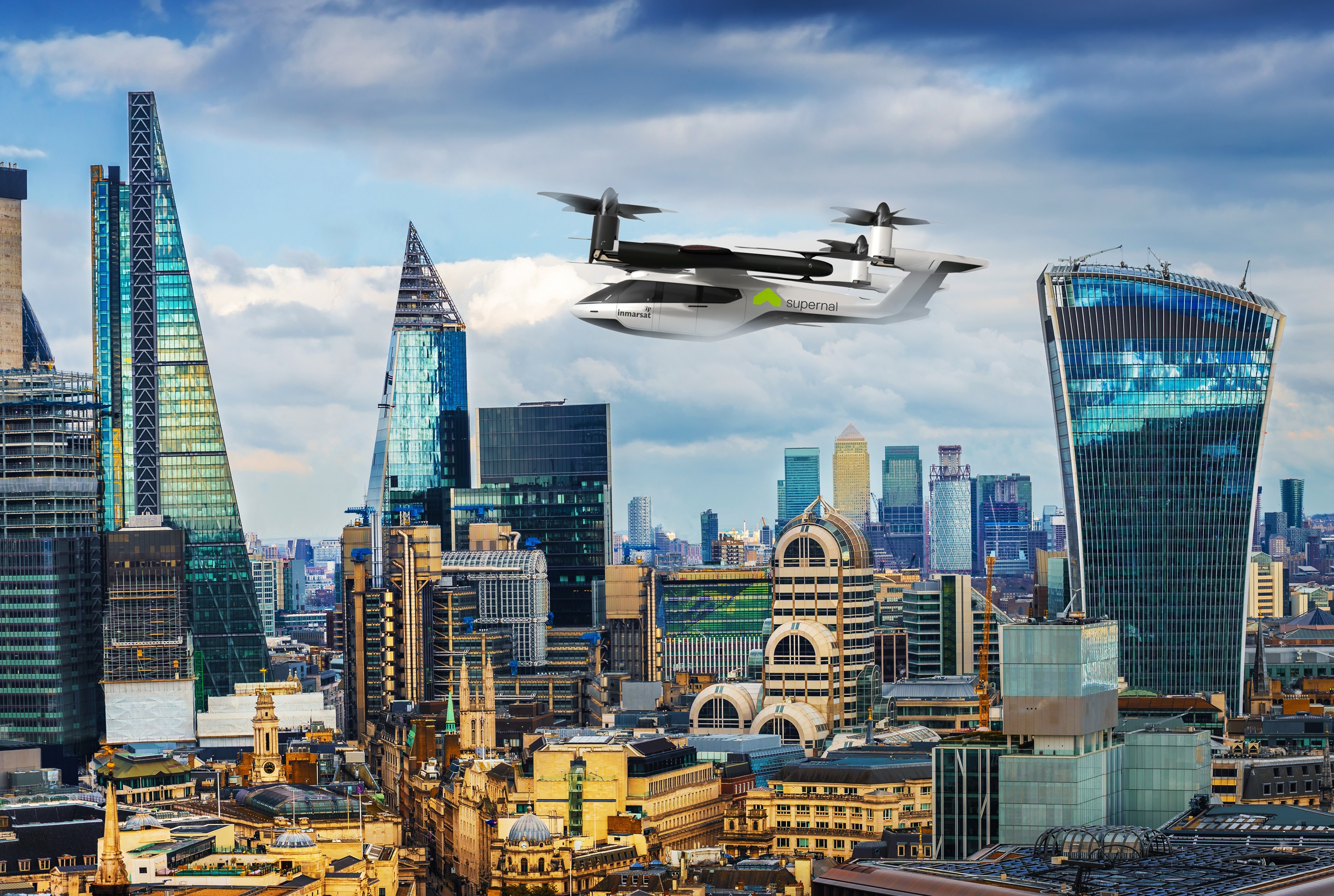The firms are looking at integrating space-based and terrestrial data links Inmarsat Supernal urban air mobility beyond visual line of sight